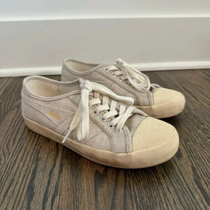 Gola Coaster Linen Sneakers in oatmeal and off white size US 7